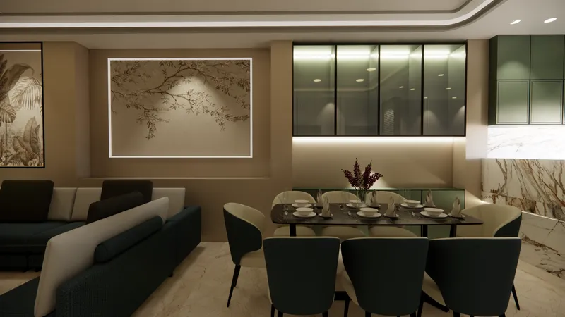 Bedroom with TV unit and wardrobe design by iCreations Interior